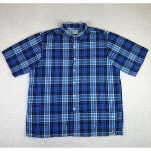 Reyn Spooner Shirt Mens 2XL Blue Plaid Short Sleeve Button Down Cotton Casual